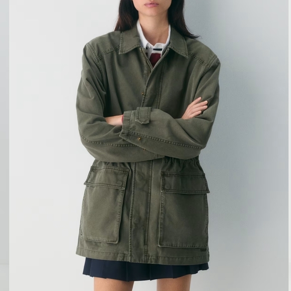 TNA Oversided Jasper Field Utility Barn Chore Relaxed Jacket Olive Aritzia XXS - Picture 3 of 16